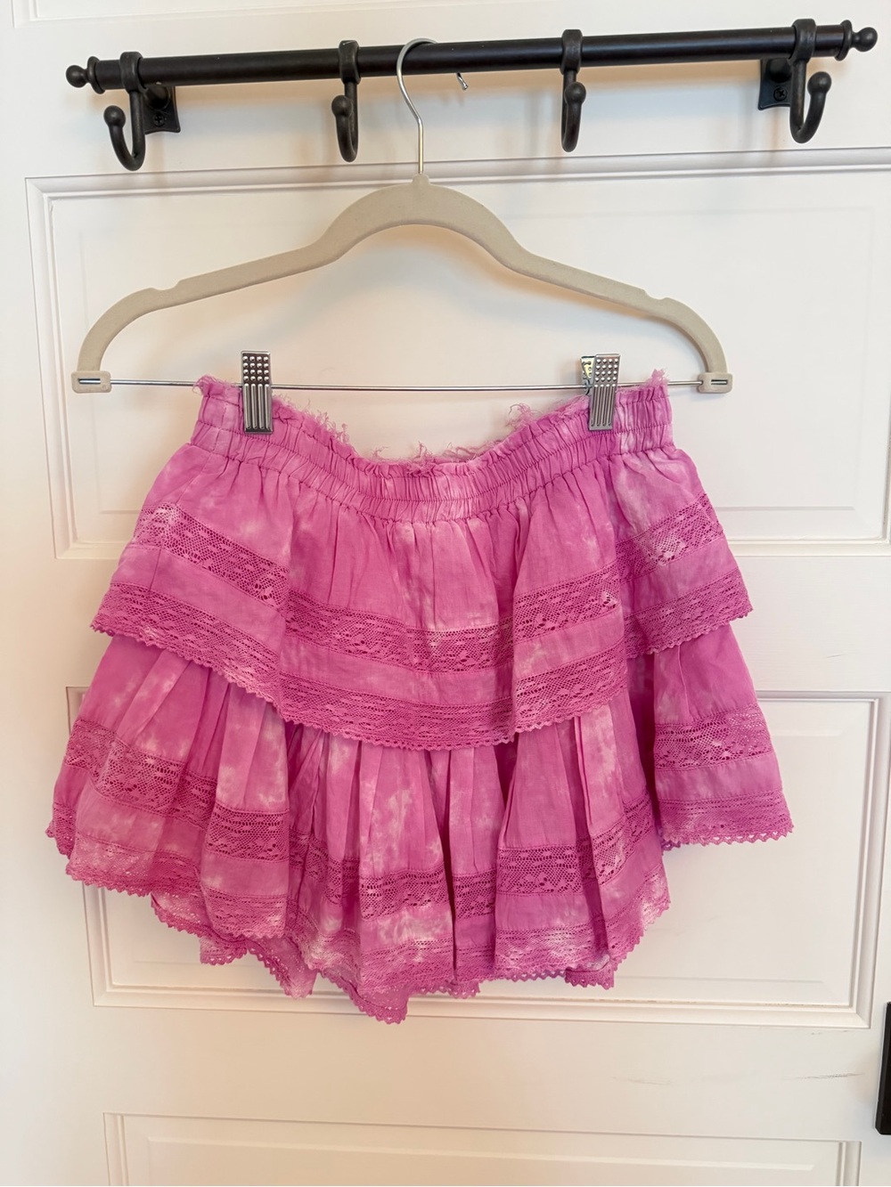 LOVESHACKFANCY Pink Mini Ruffle Skirt
